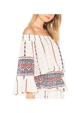 RAGA Amalia Off the Shoulder Flowy Boho Peasant Top Size Large